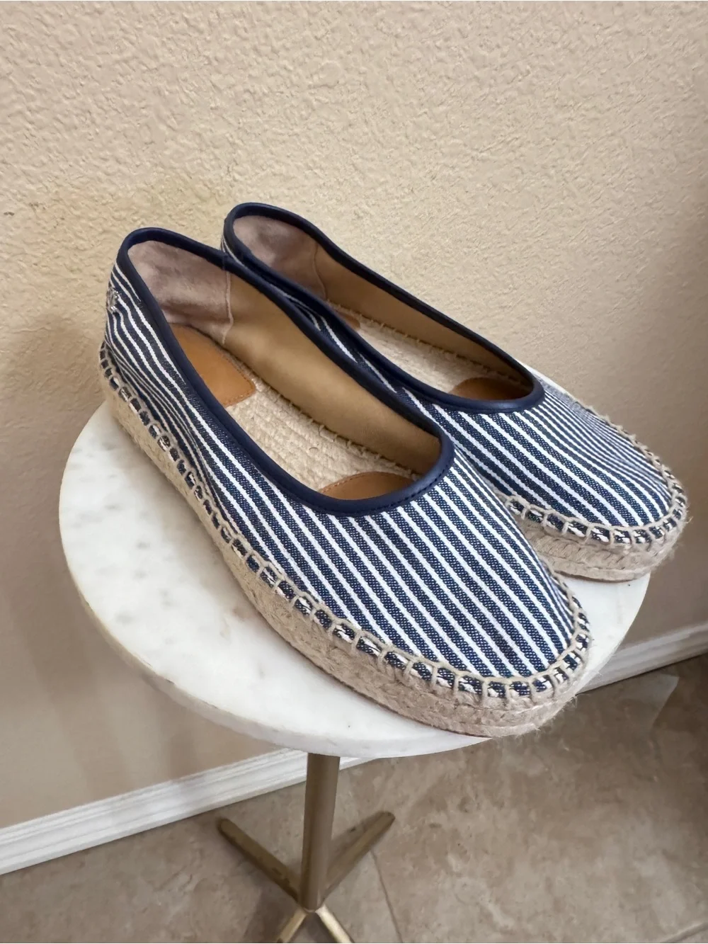 Women Lauren Ralph Lauren Luize Espadrille Ballet Flats striped logo Size 6.5